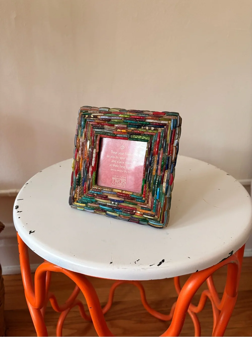 Vintage Two's Company Vibrant Multicolor Mosaic Square Frame